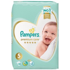 Купить Подгузники детские PAMPERS Premium Care Junior 5, 11кг+, 42шт, Россия, 42 шт в Ленте