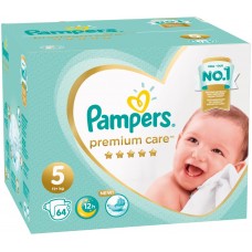 Купить Подгузники детские PAMPERS Premium Care Junior 5, 11кг+, 64шт, Россия, 64 шт в Ленте