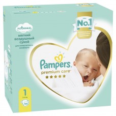 Подгузники детские PAMPERS Premium Care Newborn 1, 2–5кг, 102шт, Россия, 102 шт