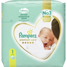 Подгузники детские PAMPERS Premium Care Newborn 1, 2–5кг, 20шт, Россия, 20 шт