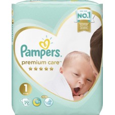 Купить Подгузники детские PAMPERS Premium Care Newborn 1, 2–5кг, 72шт, Россия, 72 шт в Ленте