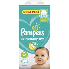 Купить Подгузники PAMPERS Active Baby-Dry Midi 6-10кг, Россия, 124 шт в Ленте