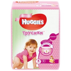 Купить Подгузники-трусики детские для девочек HUGGIES 4, 9–14кг, 17шт, Россия, 17 шт в Ленте