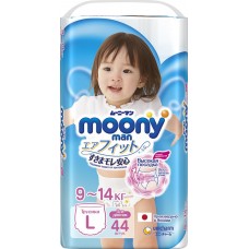 Подгузники-трусики детские для девочек MOONY L 9–14кг, 44шт, Япония, 44 шт