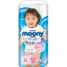 Подгузники-трусики детские для девочек MOONY XL 12–22кг, 38шт, Япония, 38 шт