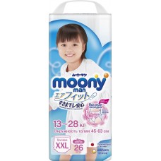 Подгузники-трусики детские для девочек MOONY XXL 13–28кг, 26шт, Япония, 26 шт
