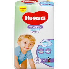 Подгузники-трусики детские для мальчиков HUGGIES 4, 9–14кг, 52шт, Россия, 52 шт