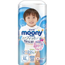 Купить Подгузники-трусики детские для мальчиков MOONY XL 12–22кг, 38шт, Япония, 38 шт в Ленте