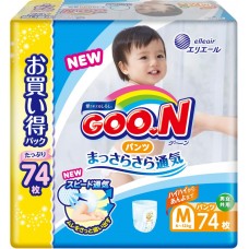 Купить Подгузники-трусики детские GOO.N М 6–12кг, 74шт, Япония, 74 шт в Ленте