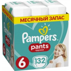 Купить Подгузники-трусики детские PAMPERS Pants Extra Large 6, 15кг+, 132шт, Россия, 132 шт в Ленте