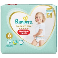 Подгузники-трусики детские PAMPERS Premium Care Pants Extra Large 6, 15+ кг, 31шт, Польша, 31 шт
