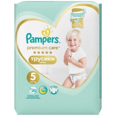 Подгузники-трусики детские PAMPERS Premium Care Pants Junior 5, 12–17кг, 20шт, Россия, 20 шт