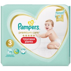 Подгузники-трусики детские PAMPERS Premium Care Pants Midi 3, 6–11кг, 28шт, Польша