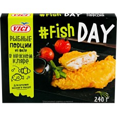 Купить Порции рыбные VICI Fish Day из филе в нежном кляре, 240г, Россия, 240 г в Ленте