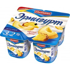 Продукт йогуртный EHRMANN Эрмигурт с ананасом и дыней 3,2%, без змж, 100г, Россия, 100 г