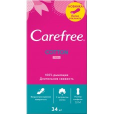 Прокладки ежедневные CAREFREE Cotton Fresh с экстрактом хлопка, 34шт, Италия, 34 шт