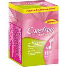 Прокладки ежедневные CAREFREE СуперТонкие Aloe Extract, 20шт, Таиланд, 20 шт