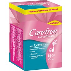 Прокладки ежедневные CAREFREE СуперТонкие Cotton Feel, 20шт, Таиланд, 20 шт
