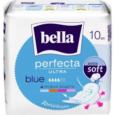 Прокладки гигиенические BELLA Perfecta Ultra Blue впитывающие, воздухопроницаемые, 10шт, Россия, 10 шт