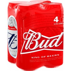 Промо-набор BUD пиво светлое пастеризованное, 5%, ж/б, 4x0.45л, Россия, 1.8 L