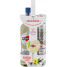 Промо-набор: Напиток виноградосодержащий MARTINI Bianco cладкий, 1л + Тоник SANPELLEGRINO, 2x0.33л, Италия, 1 L