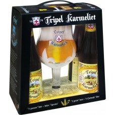 Промонабор TRIPEL KARMELIET пиво фильтрованное непастеризованное, 8,4%, п/у + бокал, 4x0.33л, Бельгия, 1.32 L