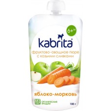 Пюре фруктово-овощное KABRITA Яблоко-морковь с козьими сливками с 6 месяцев, 100г, Эстония, 100 г