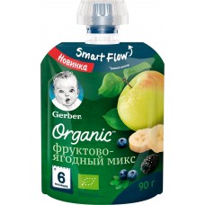 Пюре фруктовое GERBER Organic Фруктово-ягодный микс с 6 месяцев, 90г, Польша, 90 г