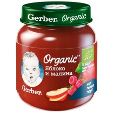 Пюре фруктовое GERBER Organic Яблоко и малина с 5 месяцев, 125г, Польша, 125 г