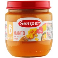 Пюре фруктовое SEMPER Манго с витаминами, с 6 месяцев, 125г, Испания, 125 г