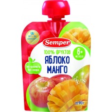Пюре фруктовое SEMPER Яблоко и манго, с 6 месяцев, 90г, Испания, 90 г
