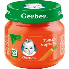 Купить Пюре овощное GERBER Только морковь с 4 месяцев, 80г, Польша, 80 г в Ленте