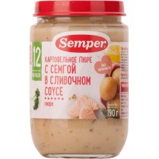 Пюре рыбно-овощное SEMPER Картофельное пюре с семгой в сливочном соусе, с 12 месяцев, 190г, Испания, 190 г