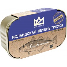 Рыбные консервы Печень трески WESTFJODS Исландская натуральная, Импорт, 115 г
