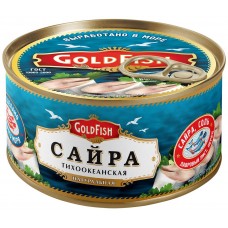 Рыбные консервы Сайра GOLD FISH Тихоокеанская натур. ж/б, Россия, 240 г