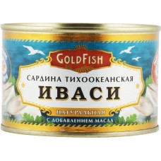 Рыбные консервы Сардина GOLD FISH Иваси натуральная с добавлением масла ж/б, Россия, 250 г