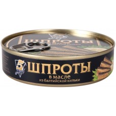 Рыбные консервы Шпроты 5 МОРЕЙ в масле ключ с пл. крышкой, Россия, 160 г