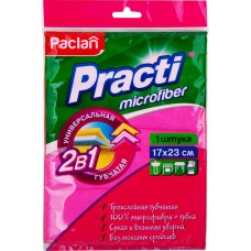 Салфетка PACLAN Practi Microfiber 3-слойная губчатая 2в1 17x23см Арт. 410133, Китай, 1 шт
