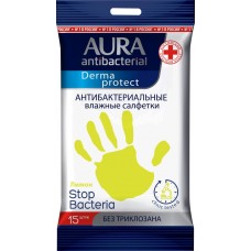 Салфетки AURA Derma Protect влаж. в ассорт. pocket-pack, Россия, 15 шт