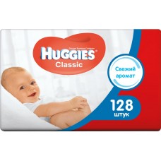 Салфетки влажные детские HUGGIES Classic, 128шт, Великобритания, 128 шт