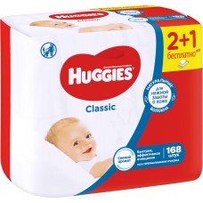 Салфетки влажные детские HUGGIES Classic, 168шт, Великобритания, 168 шт