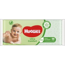 Купить Салфетки влажные детские HUGGIES Ultra Comfort с алоэ, 56шт, Великобритания, 56 шт в Ленте