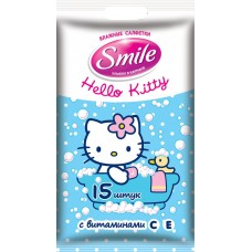 Купить Салфетки влажные HELLO KITTY Smile, 15шт, Россия, 15 шт в Ленте