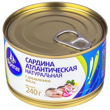 Сардина ФРЕГАТ натуральная с добавлением масла, 240г, Россия, 240 г