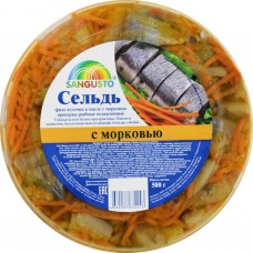 Сельдь SANGUSTO филе-кусочки с морковью в масле, 500г, Россия, 500 г