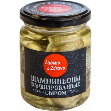 Купить Шампиньоны LUBIMO&ZDRAVO фаршированные сыром, 275мл, Сербия, 275 мл в Ленте