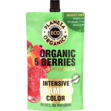 Купить Шампунь для яркости цвета волос PLANETA ORGANICA Organic 5 Berries, 200мл, Россия, 200 мл в Ленте
