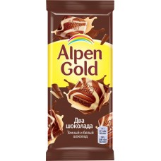 Шоколад белый и темный ALPEN GOLD Два шоколада, 85г, Россия, 85 г