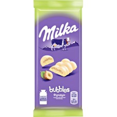 Шоколад белый пористый MILKA Bubbles с фундуком, 83г, Россия, 83 г