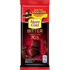 Шоколад горький ALPEN GOLD Bitter 70% какао, 80г, Россия, 80 г